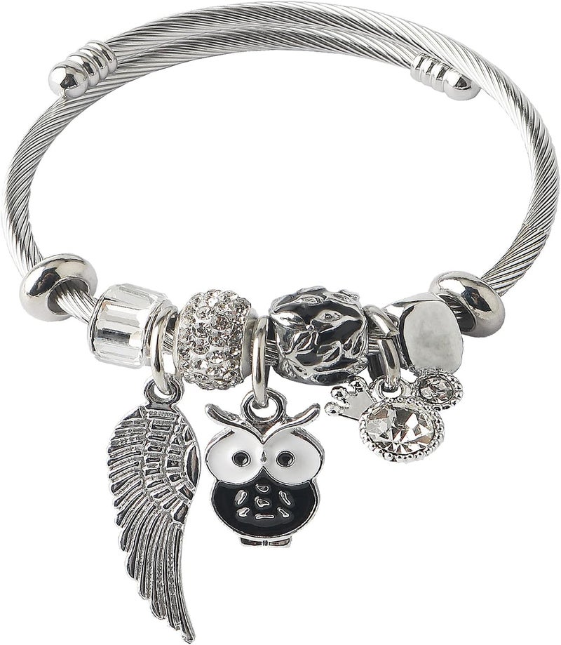 DS Charm Bracelets for girls,exquisite cute cartoon friendship bracelets Silver Stainless Steel Bangle with birthday Gift box, Adjustable girls jewelry Suitable for holiday gifts - Image 1